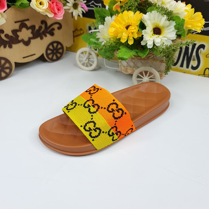 Yellow/Orange Casual Slides - Maha fashions -