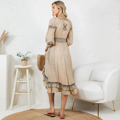 Young Threads Faded Boho Western Midi Dress