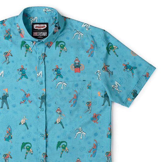 RSVLTS XS Marvel Marvel Friendly Neighborhood Spiderman "After-School Activities" _ KUNUFLEX Short Sleeve Shirt Marvel Friendly Neighborhood Spiderman "After-School Activities" _ KUNUFLEX Short Sleeve Shirt