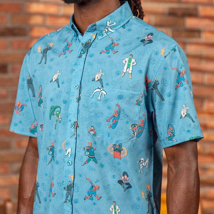 RSVLTS Marvel Marvel Friendly Neighborhood Spiderman "After-School Activities" _ KUNUFLEX Short Sleeve Shirt Marvel Friendly Neighborhood Spiderman "After-School Activities" _ KUNUFLEX Short Sleeve Shirt