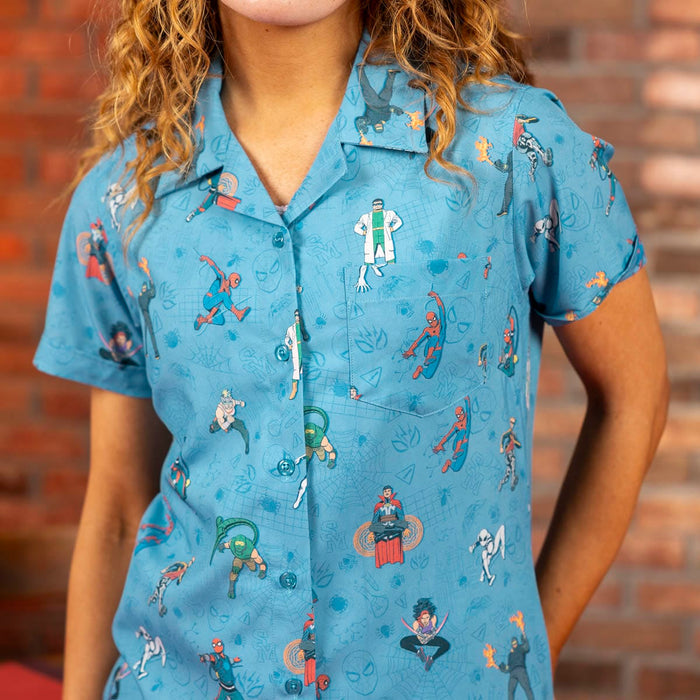 RSVLTS Marvel Marvel Friendly Neighborhood Spiderman "After-School Activities" _ Women's KUNUFLEX Short Sleeve Shirt Marvel Friendly Neighborhood Spiderman "After-School Activities" _ Women's KUNUFLEX Short Sleeve Shirt