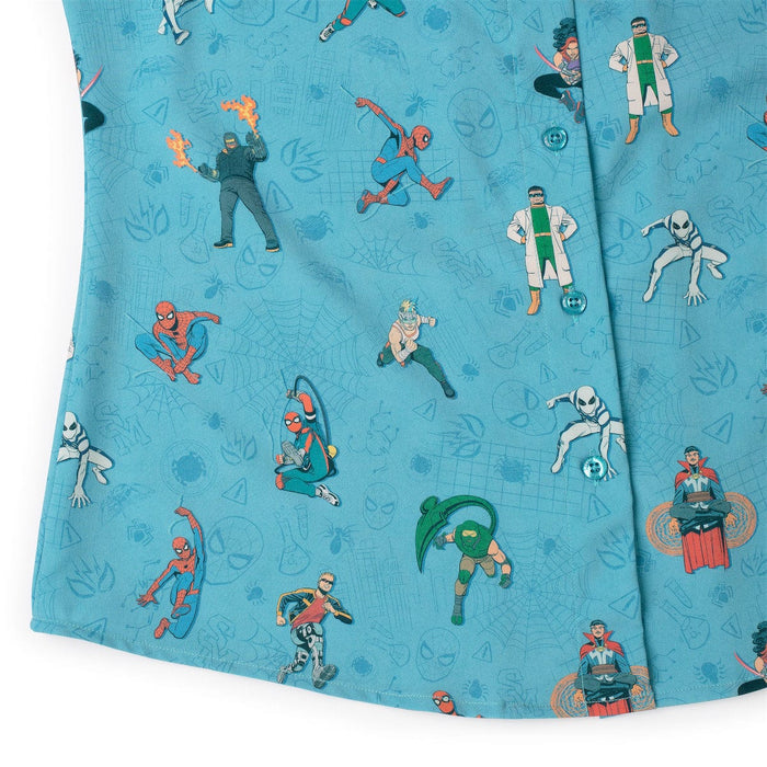RSVLTS Marvel Marvel Friendly Neighborhood Spiderman "After-School Activities" _ Women's KUNUFLEX Short Sleeve Shirt Marvel Friendly Neighborhood Spiderman "After-School Activities" _ Women's KUNUFLEX Short Sleeve Shirt