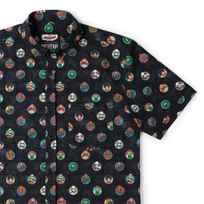 RSVLTS XS Marvel Marvel Friendly Neighborhood Spiderman "(Circles) Allies and Archenemies" _ KUNUFLEX Short Sleeve Shirt Marvel Friendly Neighborhood Spiderman "(Circles) Allies and Archenemies" _ KUNUFLEX Short Sleeve Shirt