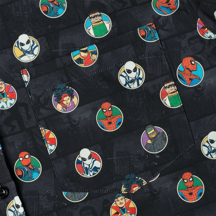 RSVLTS Marvel Marvel Friendly Neighborhood Spiderman "(Circles) Allies and Archenemies" _ KUNUFLEX Short Sleeve Shirt Marvel Friendly Neighborhood Spiderman "(Circles) Allies and Archenemies" _ KUNUFLEX Short Sleeve Shirt