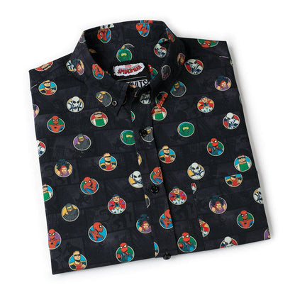 RSVLTS Marvel Marvel Friendly Neighborhood Spiderman "(Circles) Allies and Archenemies" _ KUNUFLEX Short Sleeve Shirt Marvel Friendly Neighborhood Spiderman "(Circles) Allies and Archenemies" _ KUNUFLEX Short Sleeve Shirt