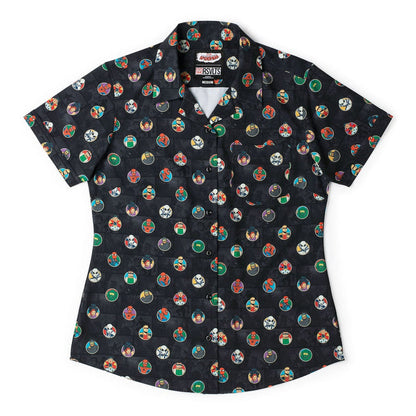 RSVLTS XS Marvel Marvel Friendly Neighborhood Spiderman "(Circles) Allies and Archenemies" _ Women's KUNUFLEX Short Sleeve Shirt Marvel Friendly Neighborhood Spiderman "(Circles) Allies and Archenemies" _ Women's KUNUFLEX Short Sleeve Shirt