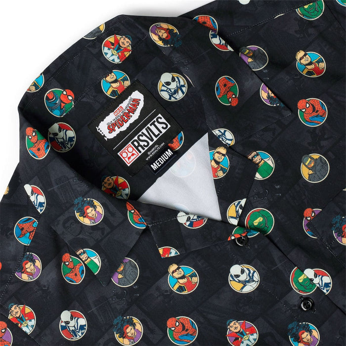 RSVLTS Marvel Marvel Friendly Neighborhood Spiderman "(Circles) Allies and Archenemies" _ Women's KUNUFLEX Short Sleeve Shirt Marvel Friendly Neighborhood Spiderman "(Circles) Allies and Archenemies" _ Women's KUNUFLEX Short Sleeve Shirt