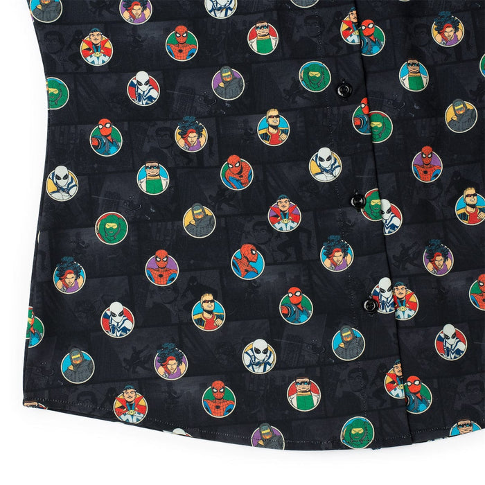 RSVLTS Marvel Marvel Friendly Neighborhood Spiderman "(Circles) Allies and Archenemies" _ Women's KUNUFLEX Short Sleeve Shirt Marvel Friendly Neighborhood Spiderman "(Circles) Allies and Archenemies" _ Women's KUNUFLEX Short Sleeve Shirt