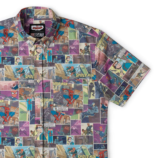 RSVLTS XS Marvel Marvel Friendly Neighborhood Spiderman "Comic Book" _ KUNUFLEX Short Sleeve Shirt Marvel Friendly Neighborhood Spiderman "Comic Book" _ KUNUFLEX Short Sleeve Shirt