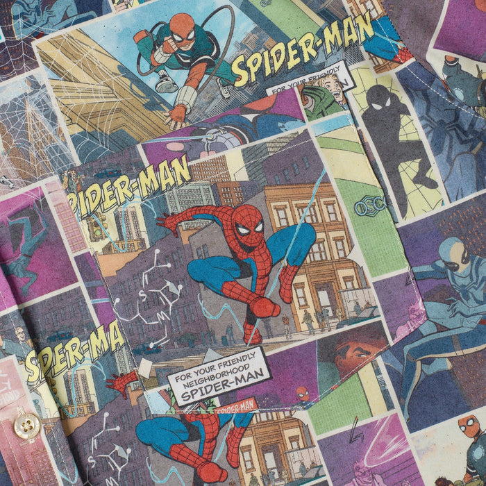 RSVLTS Marvel Marvel Friendly Neighborhood Spiderman "Comic Book" _ KUNUFLEX Short Sleeve Shirt Marvel Friendly Neighborhood Spiderman "Comic Book" _ KUNUFLEX Short Sleeve Shirt