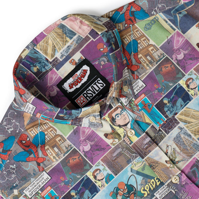 RSVLTS Marvel Marvel Friendly Neighborhood Spiderman "Comic Book" _ KUNUFLEX Short Sleeve Shirt Marvel Friendly Neighborhood Spiderman "Comic Book" _ KUNUFLEX Short Sleeve Shirt