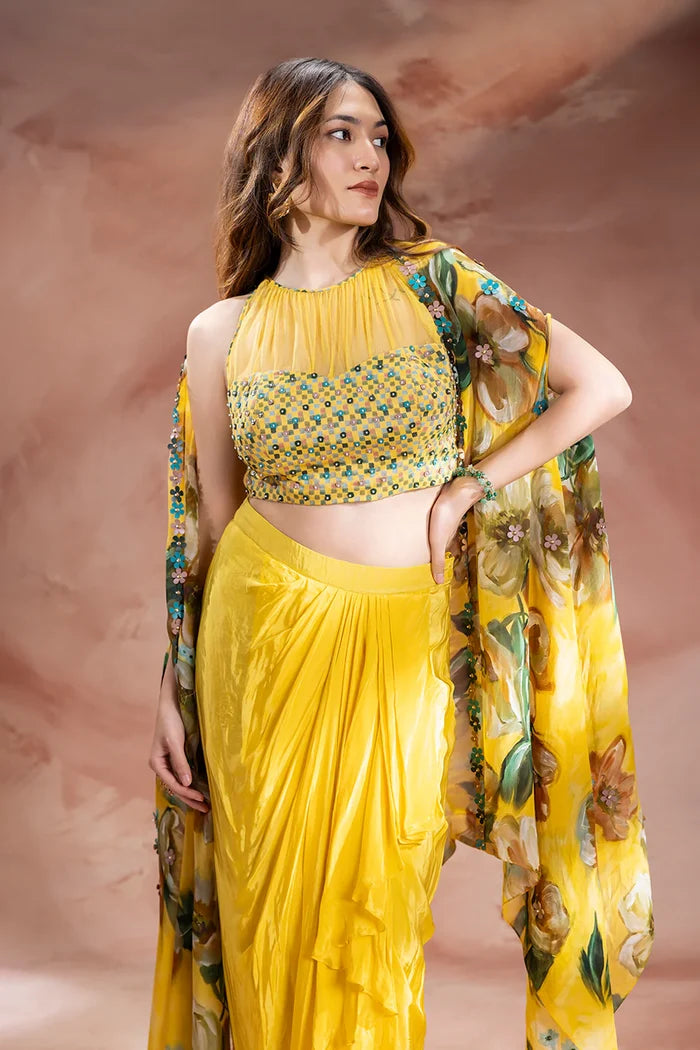 Zeya Drape Skirt Set