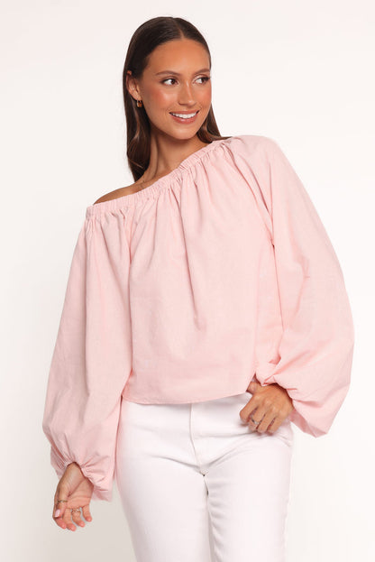 Petal and Pup USA TOPS Zion Off Shoulder Long Sleeve Top - Pale Pink (Hold for Rack)
