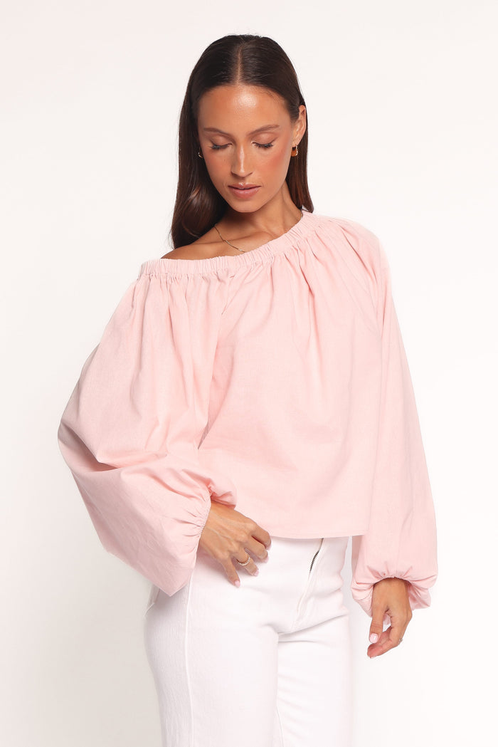 Petal and Pup USA TOPS Zion Off Shoulder Long Sleeve Top - Pale Pink (Hold for Rack)