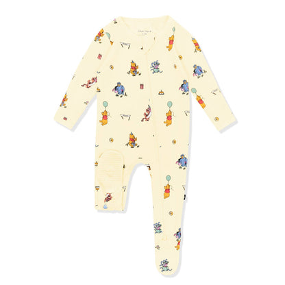 Yellow foot pad shown on the Zippered Footie in Winnie the Pooh Celebration